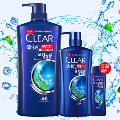 清扬(CLEAR) 男士去屑洗发水活力运动薄荷型1000g+500g+洗发水/护发素100g .